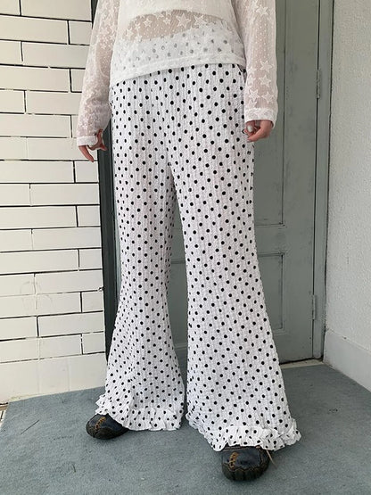 Retro Polka Dot High Waisted Flared Pants