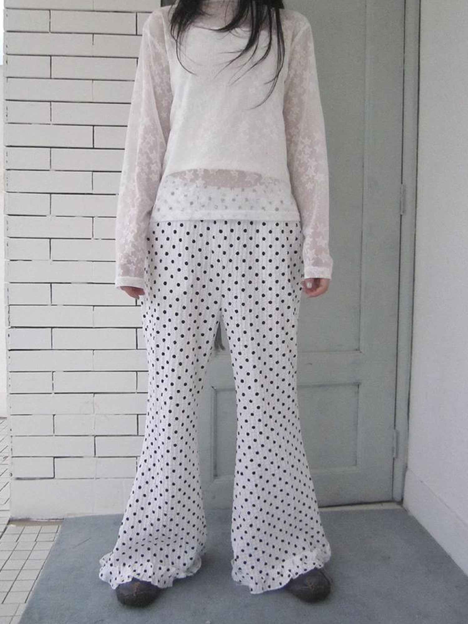 ang project Retro Polka Dot High Waisted Flared Pants