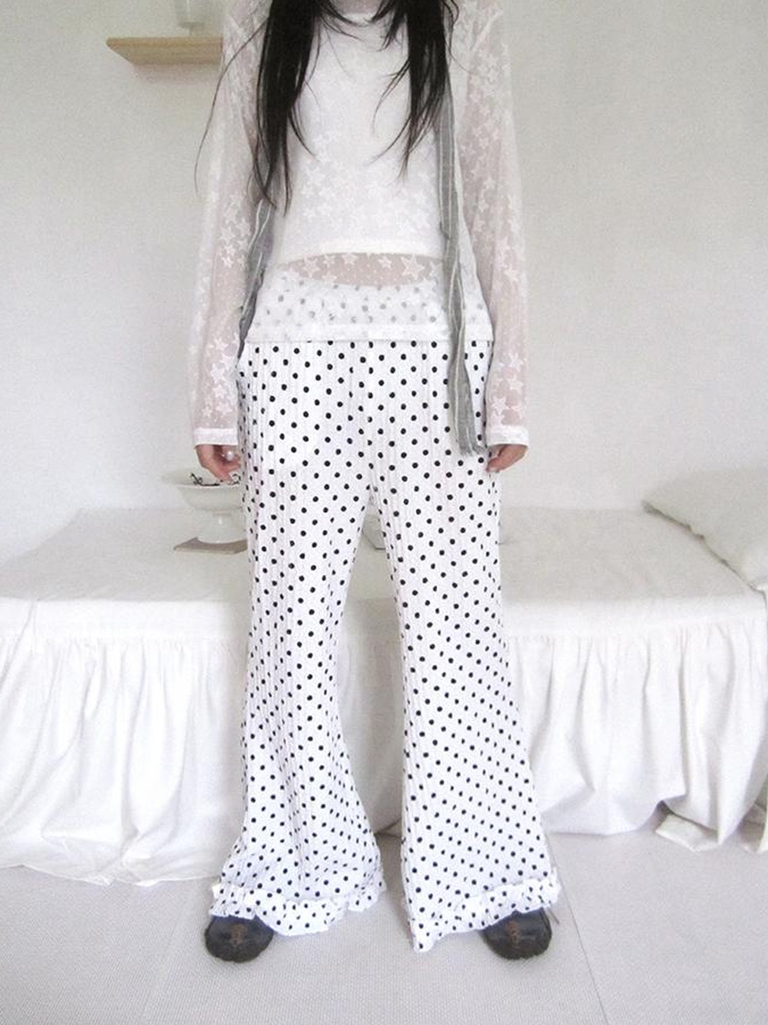 ang project Retro Polka Dot High Waisted Flared Pants