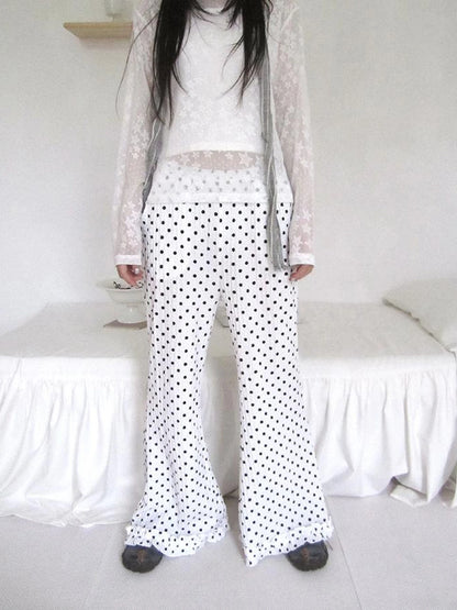 Retro Polka Dot High Waisted Flared Pants