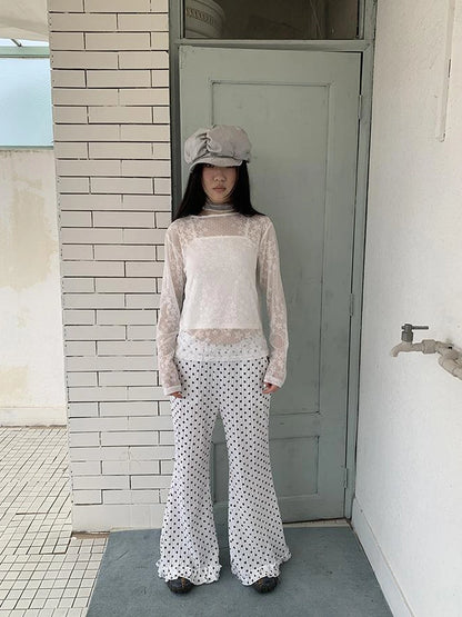 Retro Polka Dot High Waisted Flared Pants