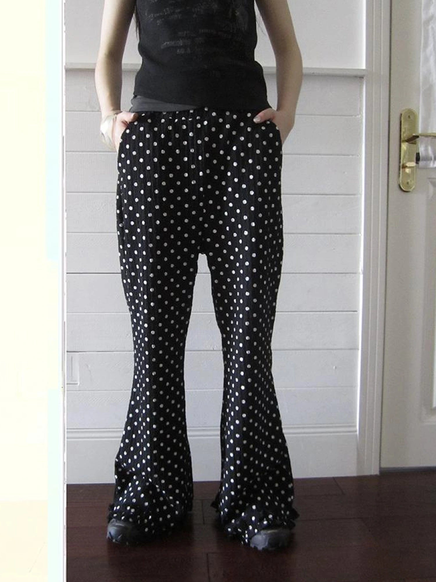 Retro Polka Dot High Waisted Flared Pants