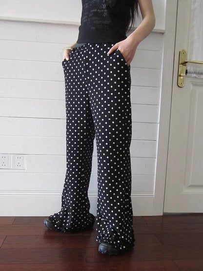Retro Polka Dot High Waisted Flared Pants