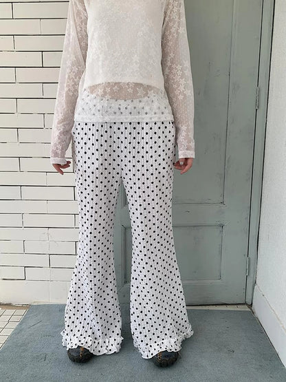 Retro Polka Dot High Waisted Flared Pants