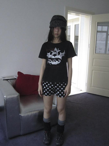 ang project Retro Polka Dot High Waisted Stretch Shorts