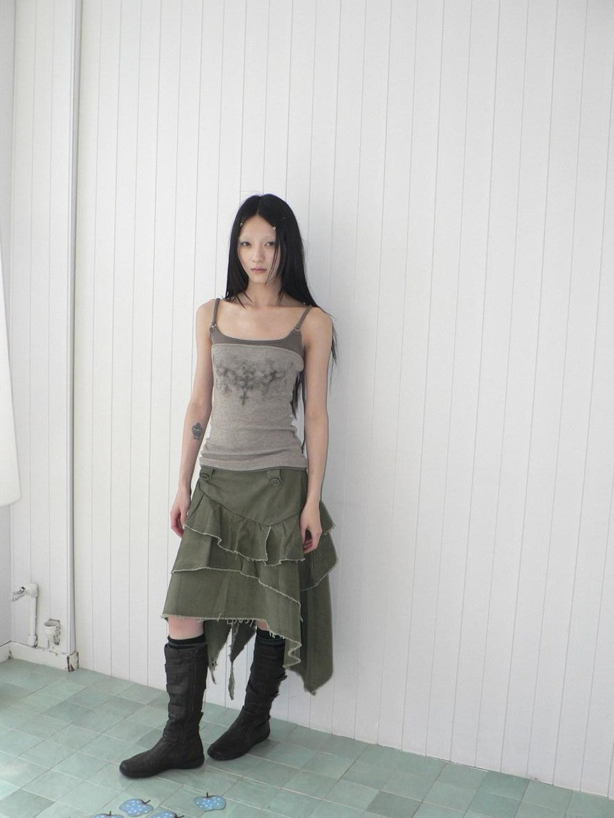 ang project Retro Print Colorblock Slim Faux Two Piece Women&
