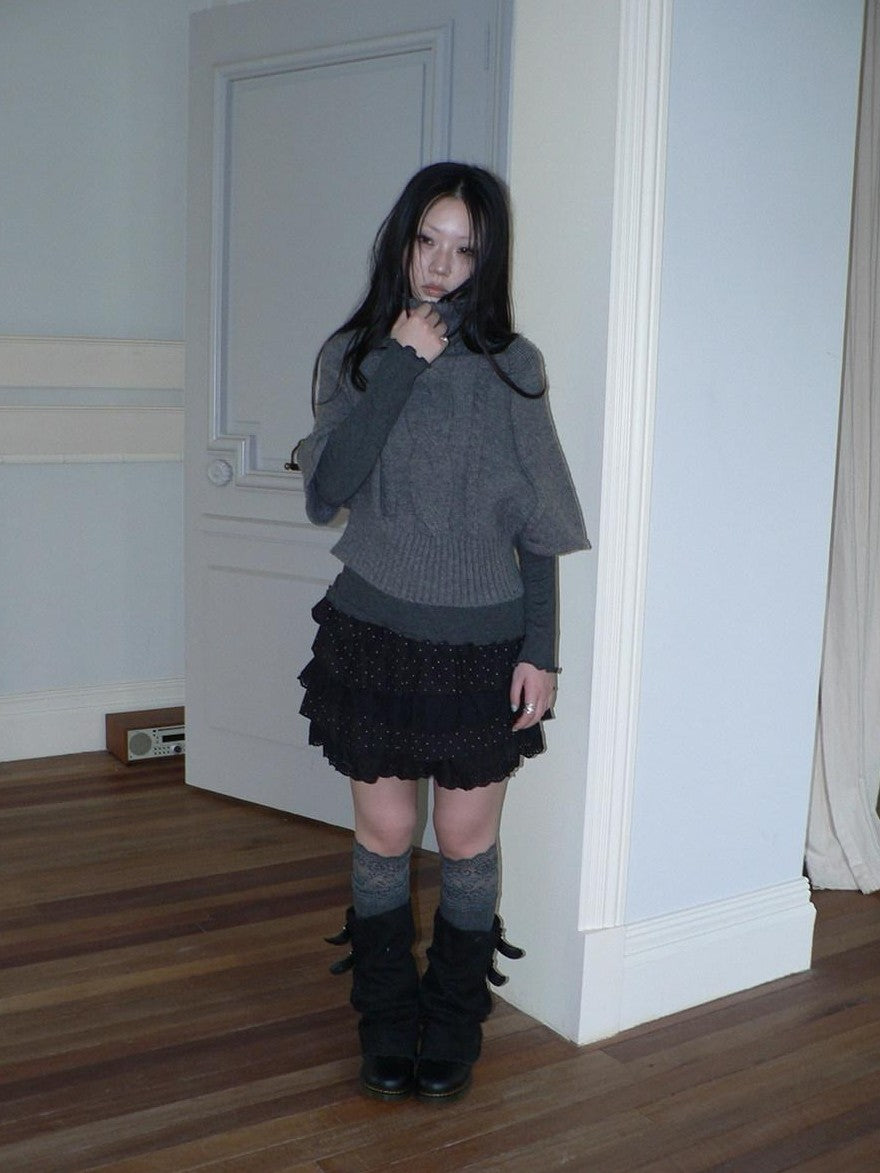 ang project Retro Slouchy Cable Knit High Neck Slimming Waist Cinch Women&