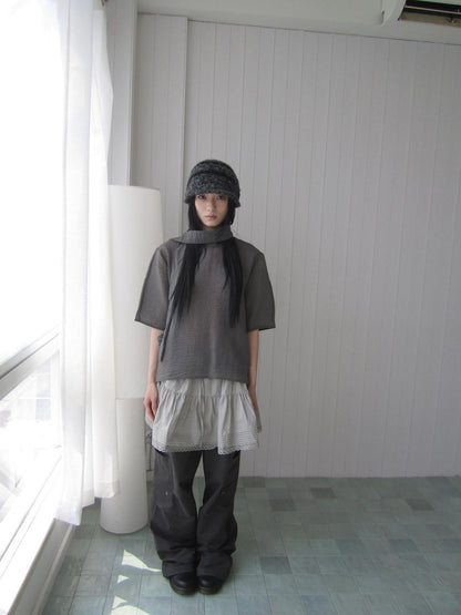 ang project Retro Stand Collar Pullover With Neck Scarf Women&