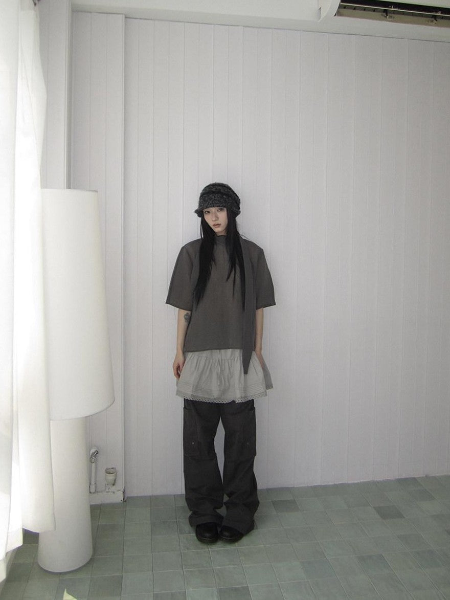 ang project Retro Stand Collar Pullover With Neck Scarf Women&