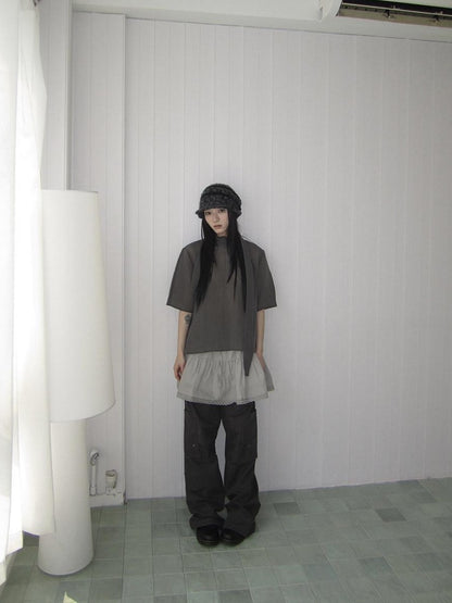 ang project Retro Stand Collar Pullover With Neck Scarf Women&
