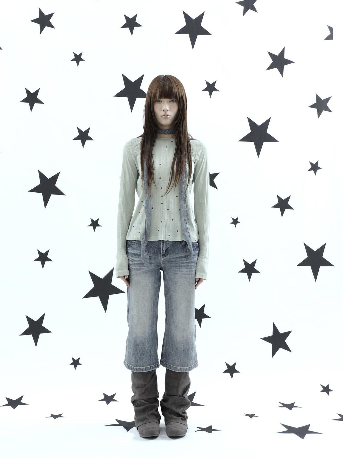 ang project Retro Y2k Washed Distressed Cat Whisker Flared Women&