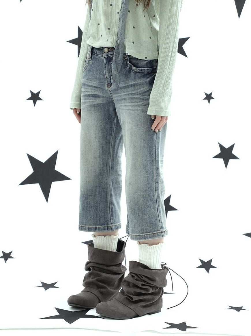 ang project Retro Y2k Washed Distressed Cat Whisker Flared Women&