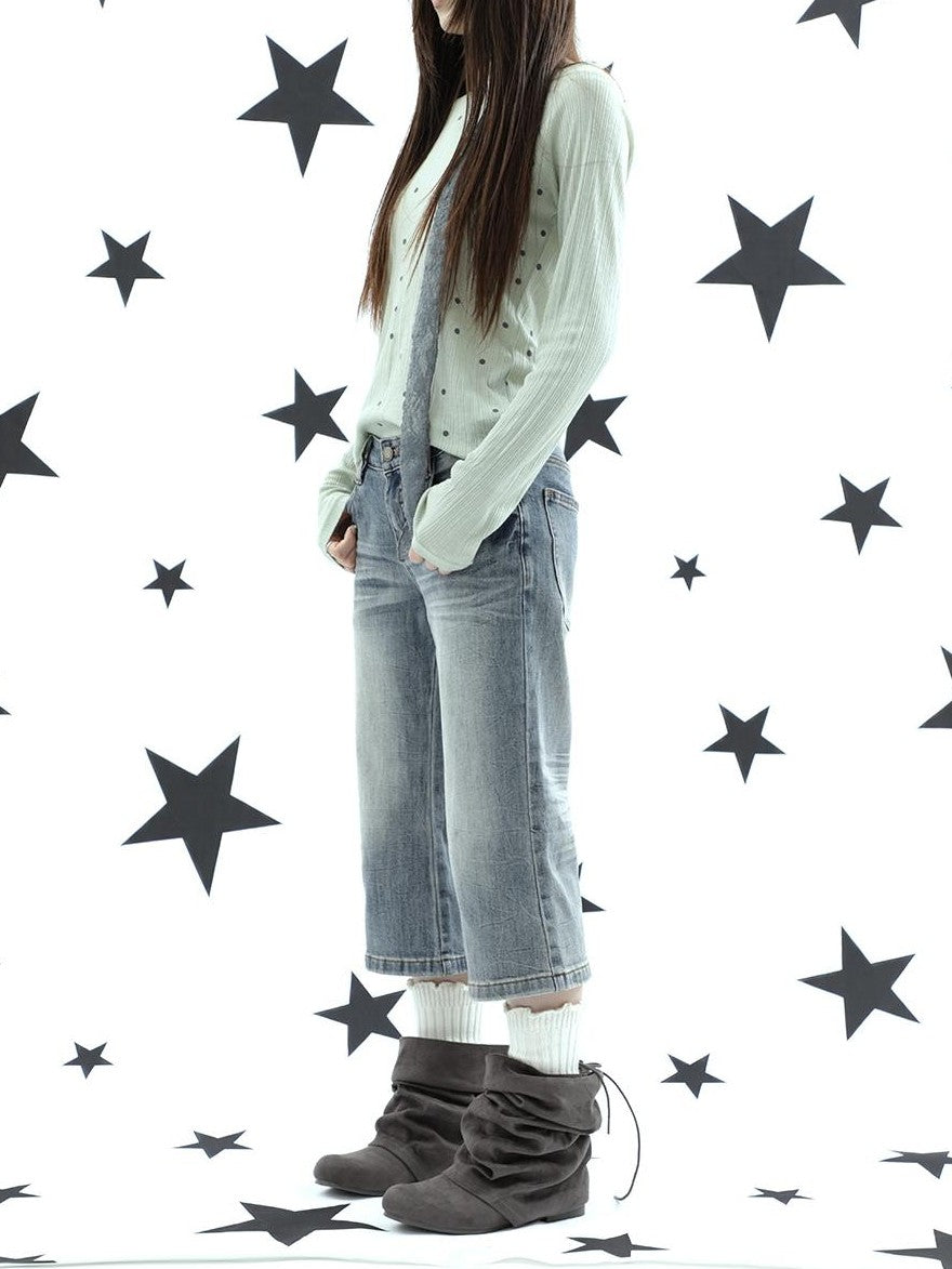 ang project Retro Y2k Washed Distressed Cat Whisker Flared Women&