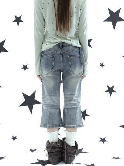 ang project Retro Y2k Washed Distressed Cat Whisker Flared Women&
