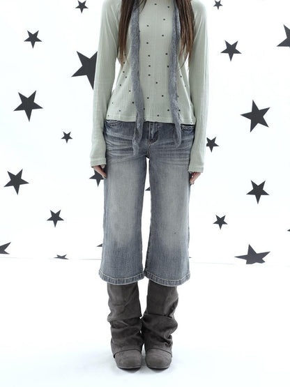 ang project Retro Y2k Washed Distressed Cat Whisker Flared Women&