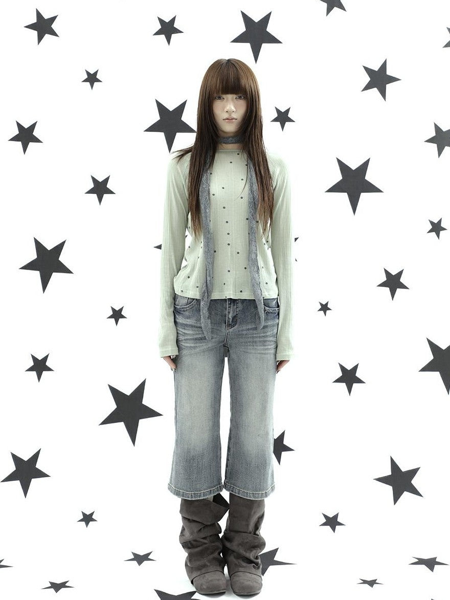 ang project Retro Y2k Washed Distressed Cat Whisker Flared Women&