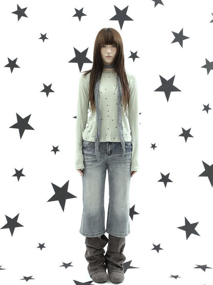 ang project Retro Y2k Washed Distressed Cat Whisker Flared Women&