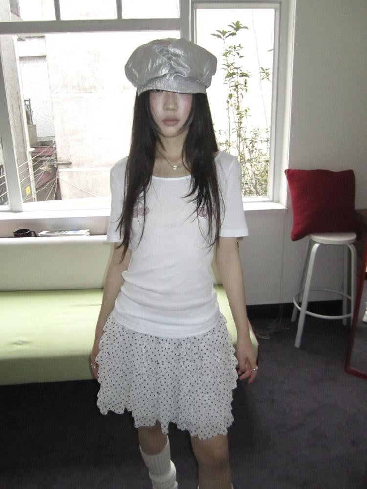 ang project Rhinestone Solid Slim Crew Neck Women&