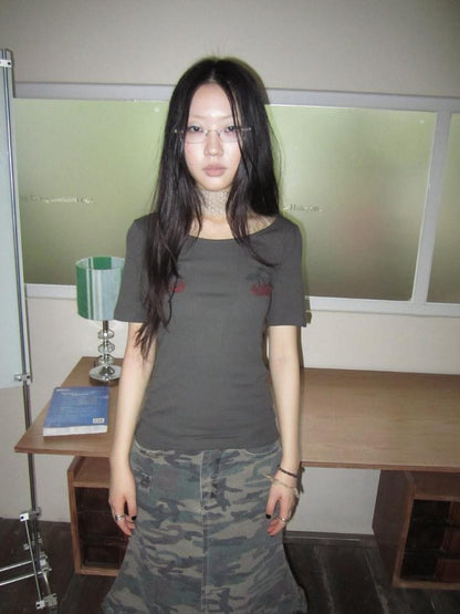 ang project Rhinestone Solid Slim Crew Neck Women&