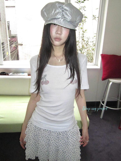 ang project Rhinestone Solid Slim Crew Neck Women&