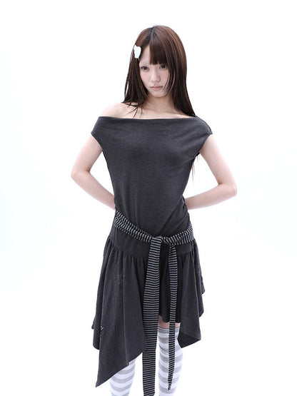 ang project Rhinestone Striped Asymmetric Hem Women&