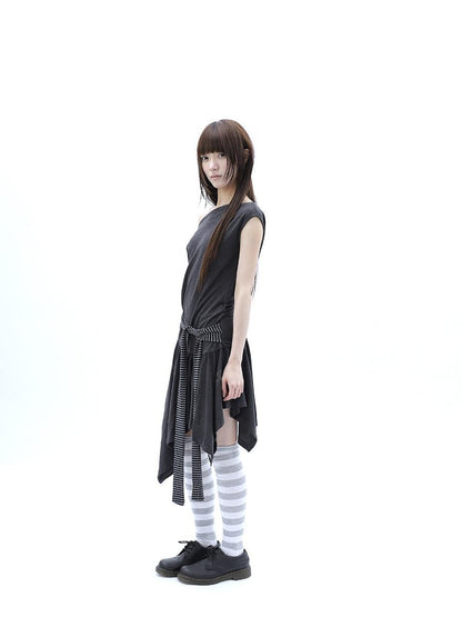 ang project Rhinestone Striped Asymmetric Hem Women&