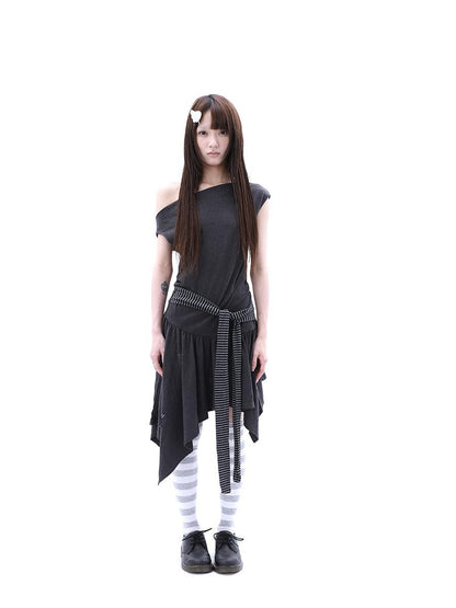 ang project Rhinestone Striped Asymmetric Hem Women&
