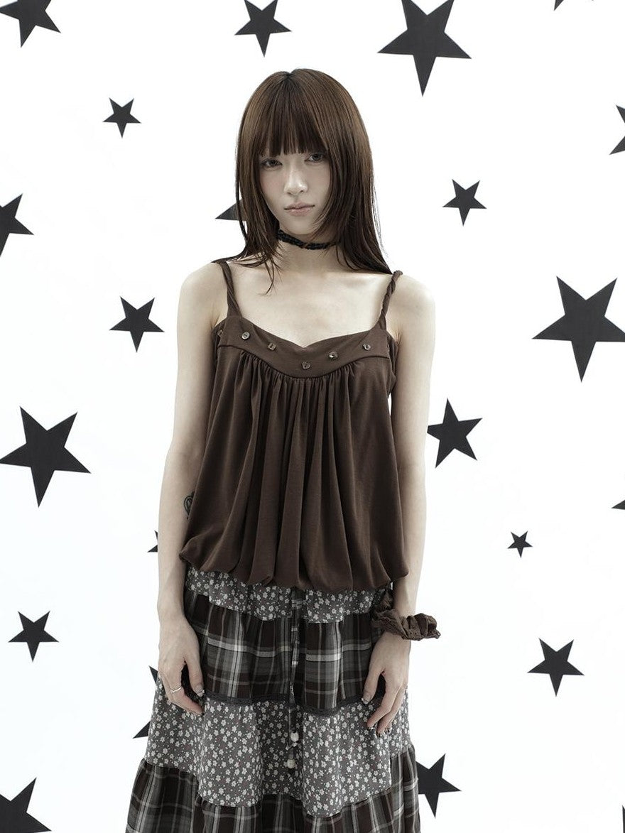 ang project Ruched Button Solid Color Women&