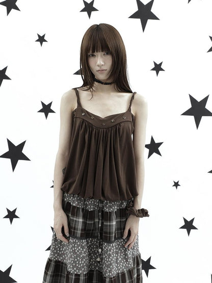 ang project Ruched Button Solid Color Women&