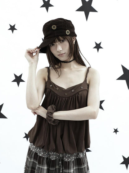 ang project Ruched Button Solid Color Women&