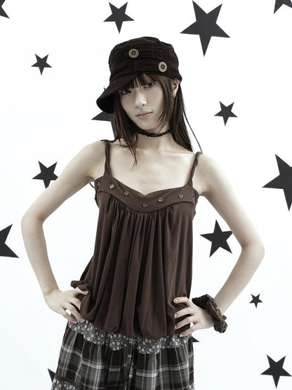 ang project Ruched Button Solid Color Women&