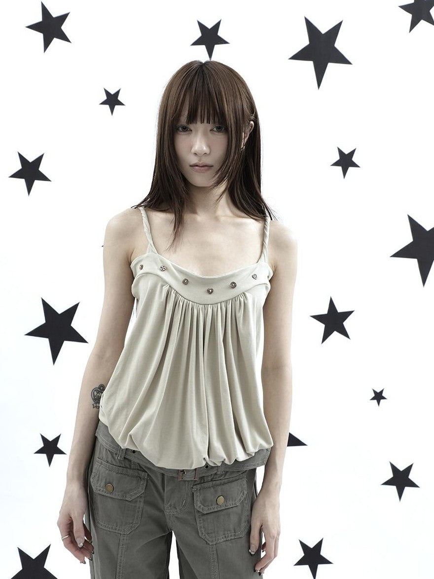 ang project Ruched Button Solid Color Women&
