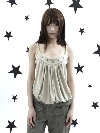 ang project Ruched Button Solid Color Women&