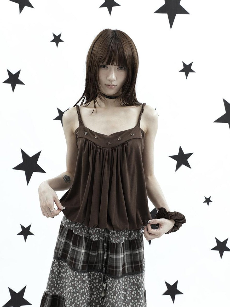 ang project Ruched Button Solid Color Women&