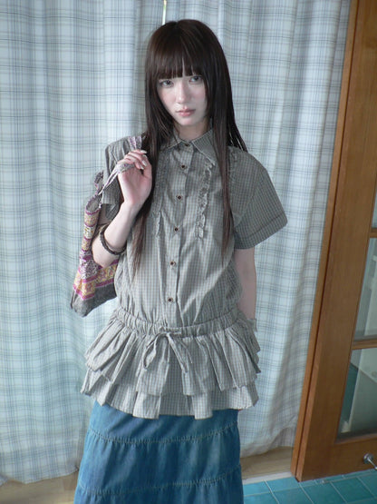 ang_project_Ruffle_Checked_Spliced_Waist_Cinch_Women&