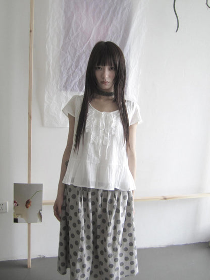 ang project Ruffle Edge Bow Tie Button Women&