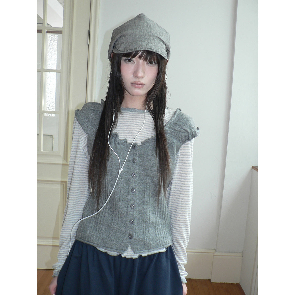 ang_project_Ruffle_Trim_Single_Breasted_Puff_Sleeve_Cropped_Knit_Women&