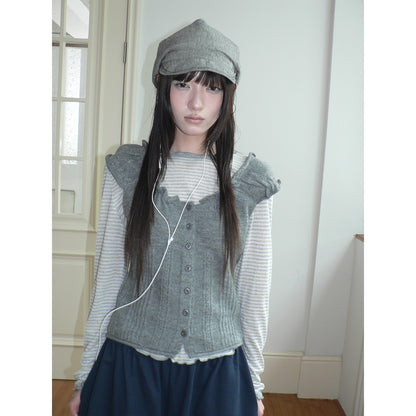 ang_project_Ruffle_Trim_Single_Breasted_Puff_Sleeve_Cropped_Knit_Women&
