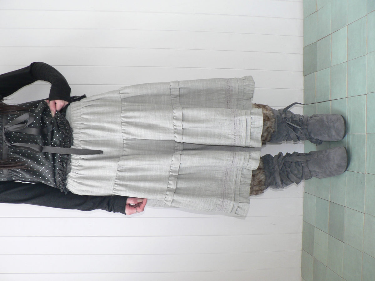 ang_project_Ruffled_Lace_Paneled_Elastic_Waist_A_Line_Women&