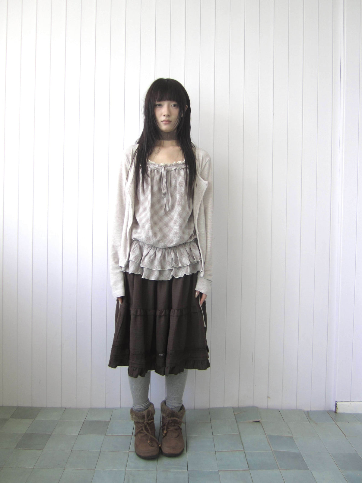 ang_project_Ruffled_Lace_Paneled_Elastic_Waist_A_Line_Women&