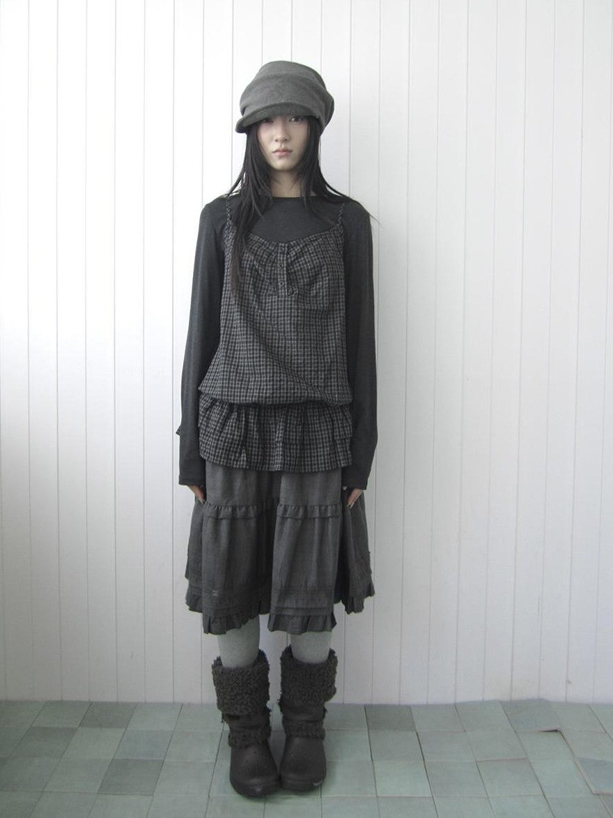 ang project Ruffled Lace Paneled Elastic Waist A Line Women&