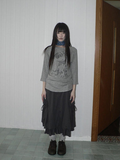 ang project Ruffled Tie Pocket Patchwork Bubble Women&