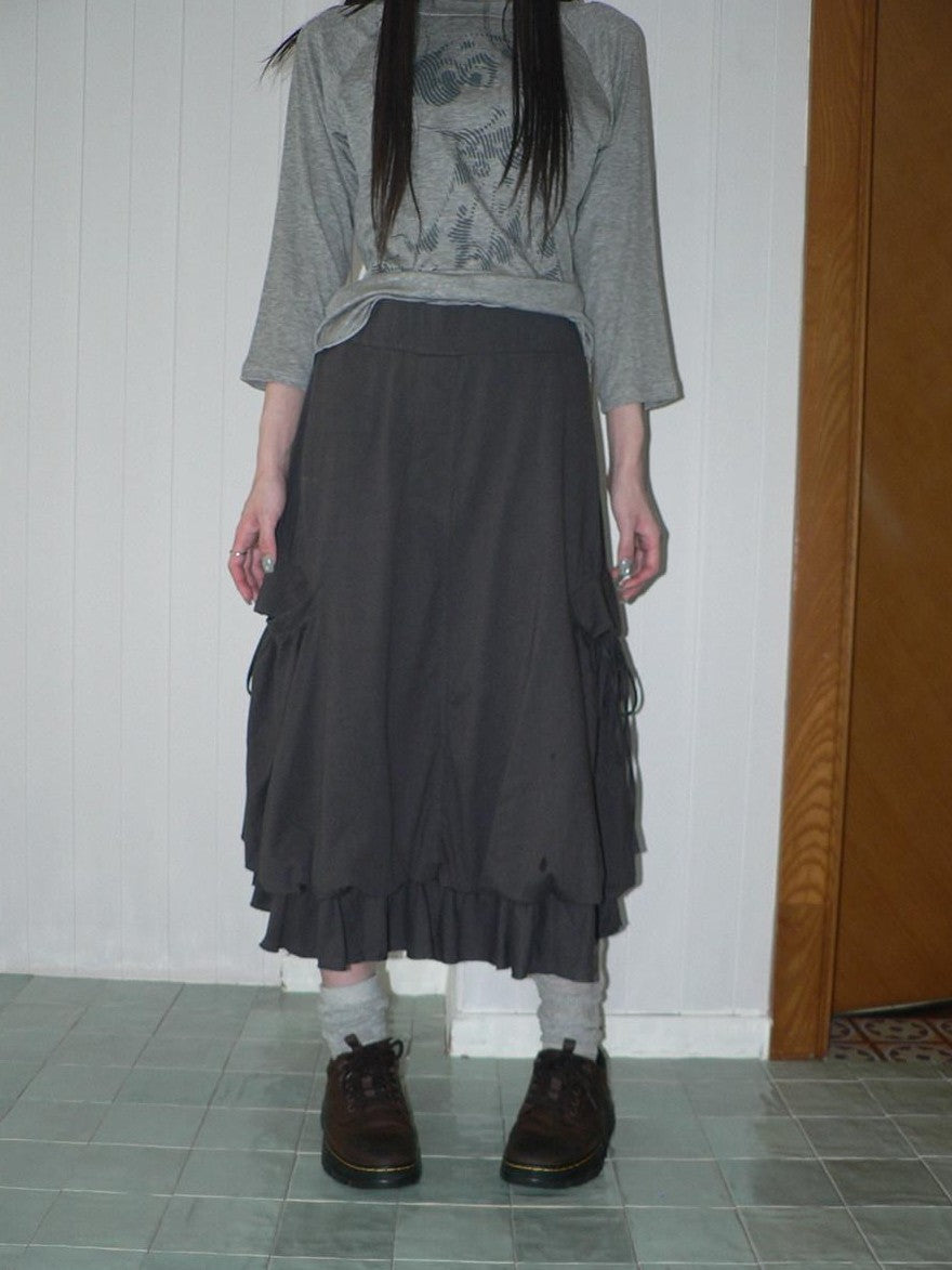 ang project Ruffled Tie Pocket Patchwork Bubble Women&