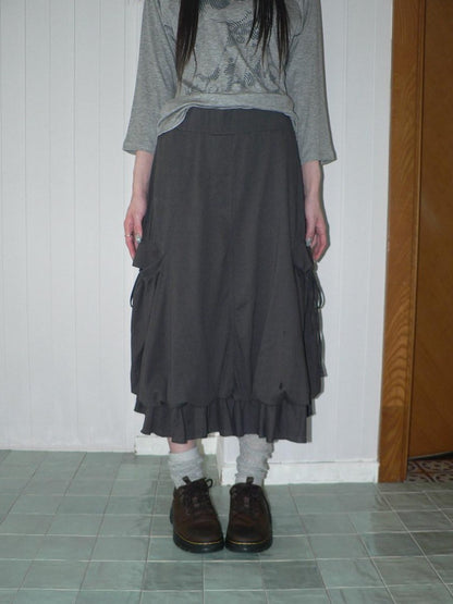 ang project Ruffled Tie Pocket Patchwork Bubble Women&