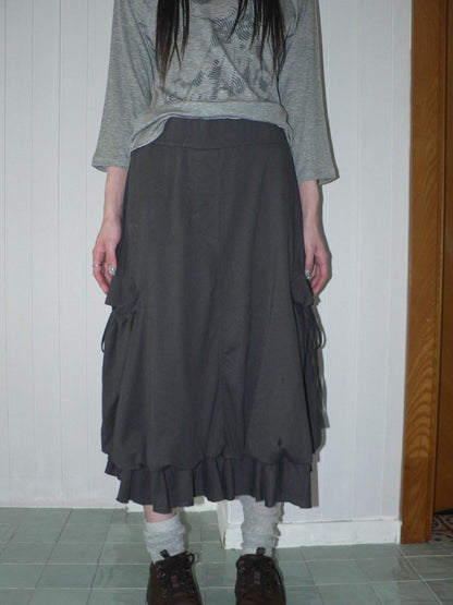 ang project Ruffled Tie Pocket Patchwork Bubble Women&