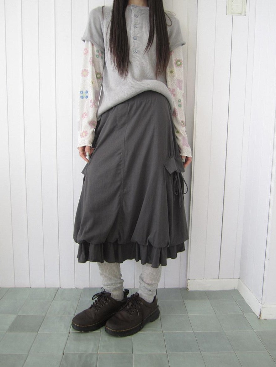 ang project Ruffled Tie Pocket Patchwork Bubble Women&