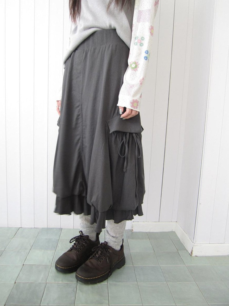 ang project Ruffled Tie Pocket Patchwork Bubble Women&