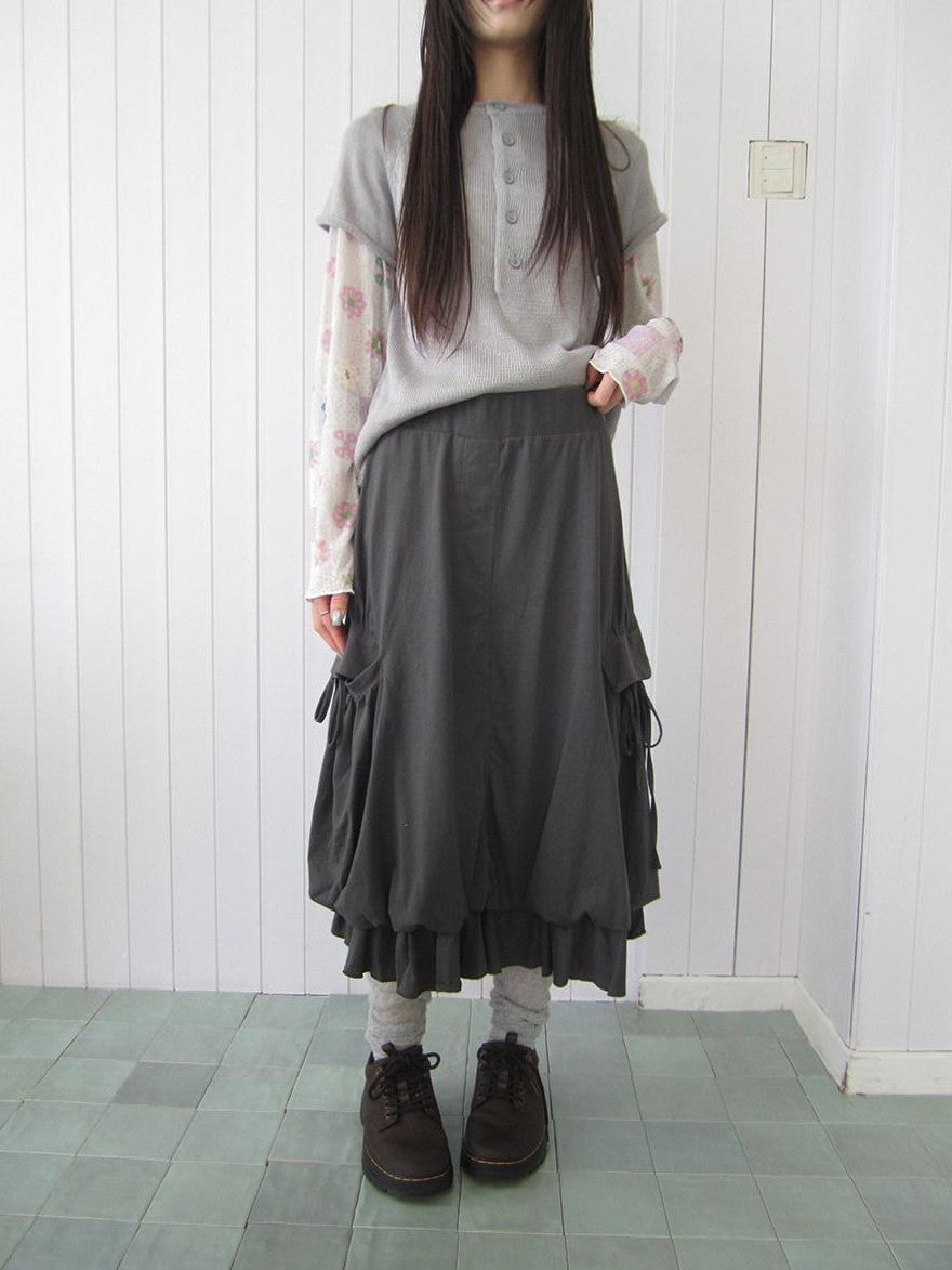 ang project Ruffled Tie Pocket Patchwork Bubble Women&