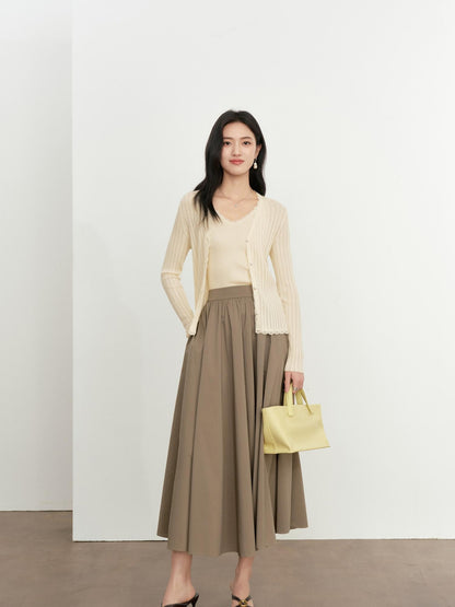 ang project Sage Green Striped Layered Drape Neck Women&