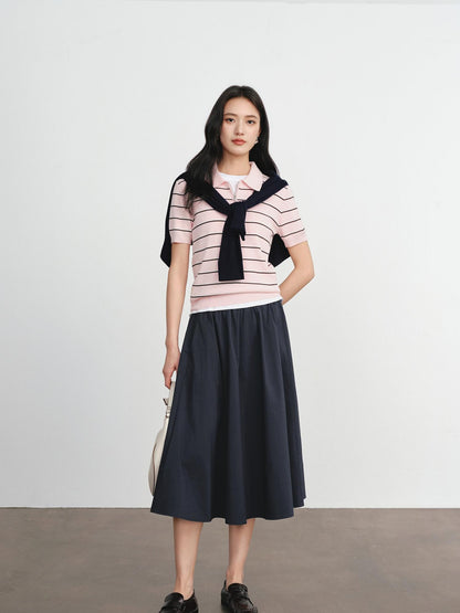 ang project Sage Green Striped Layered Drape Neck Women&